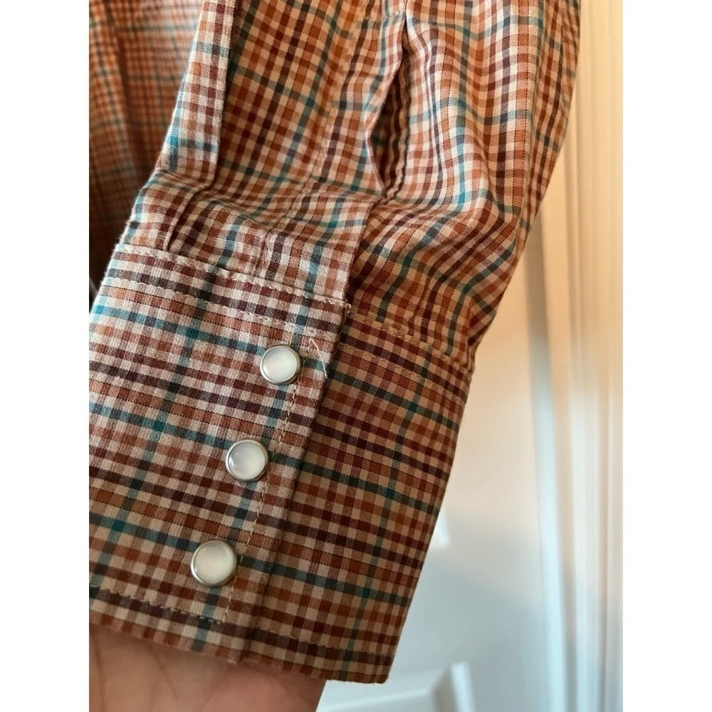 Wrangler Men's XXL Maroon Khaki Long sleeve Pearl Button Snap Western Shirt #750